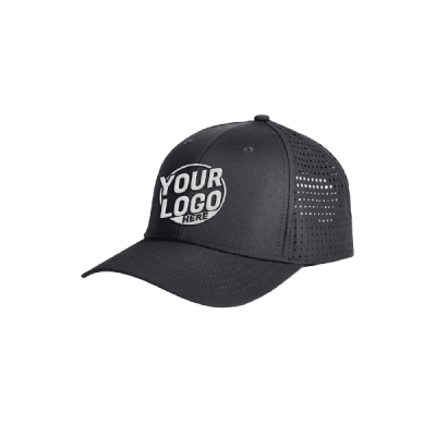 Embroidered Black Perforated Hat