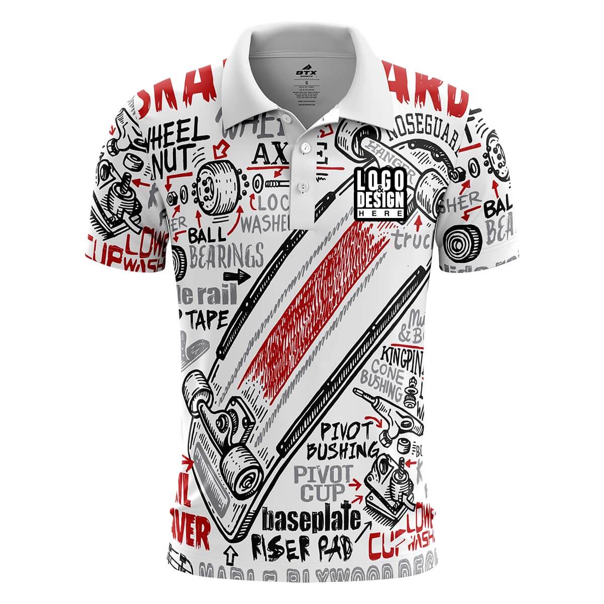 Custom RadicalRide Men’s Skateboarding Polo Uniform