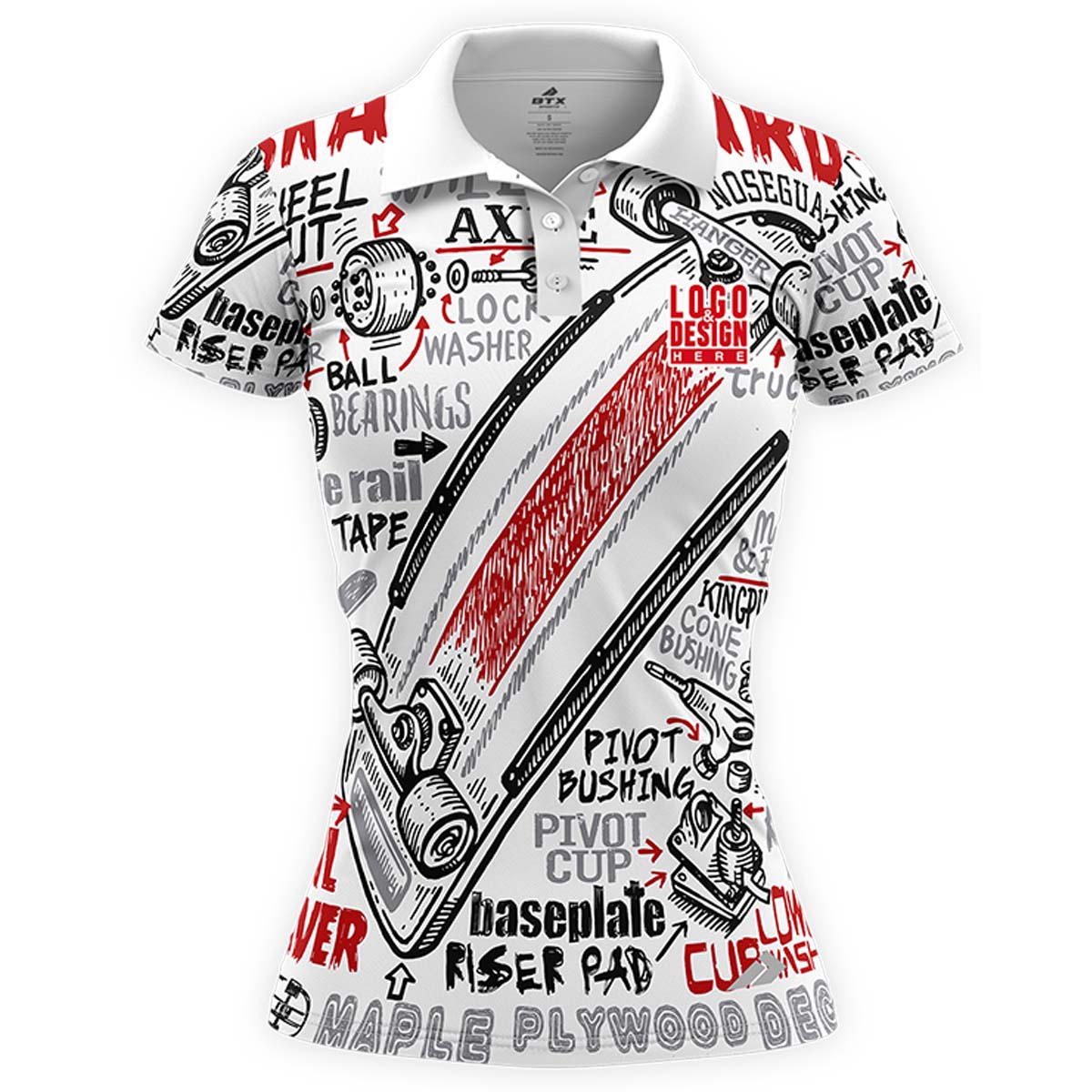 Custom RadicalRide Women’s Skateboarding Polo Uniform