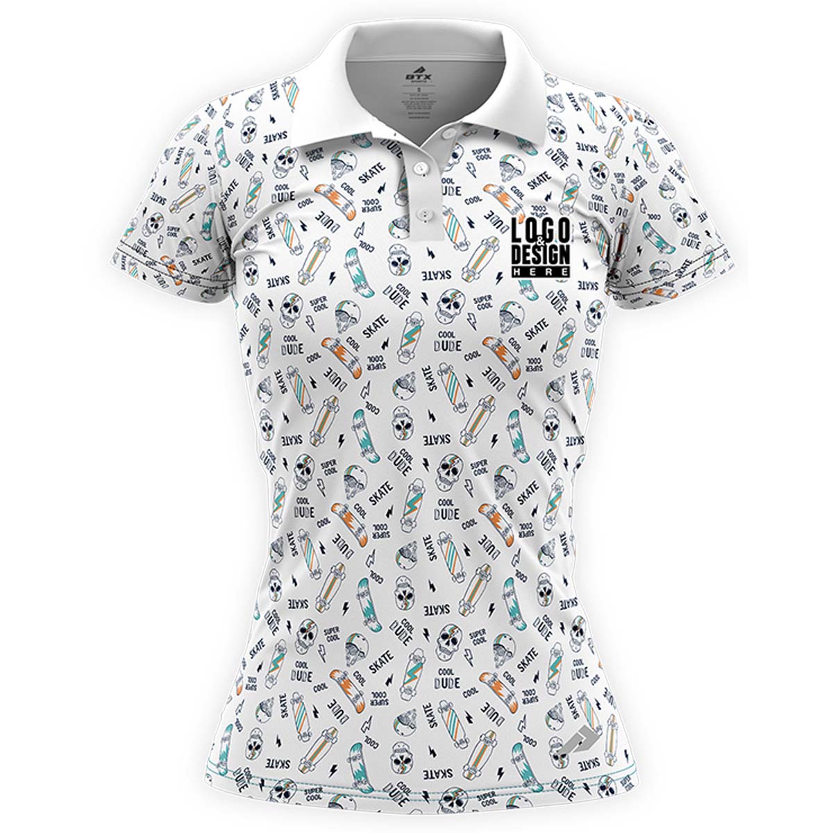 Custom Skater’s Edge Women’s Skateboarding Polo Uniform